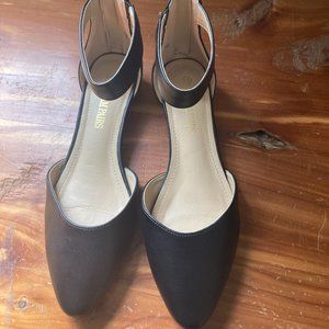 Black Low Wedge Flats, Size 7.5